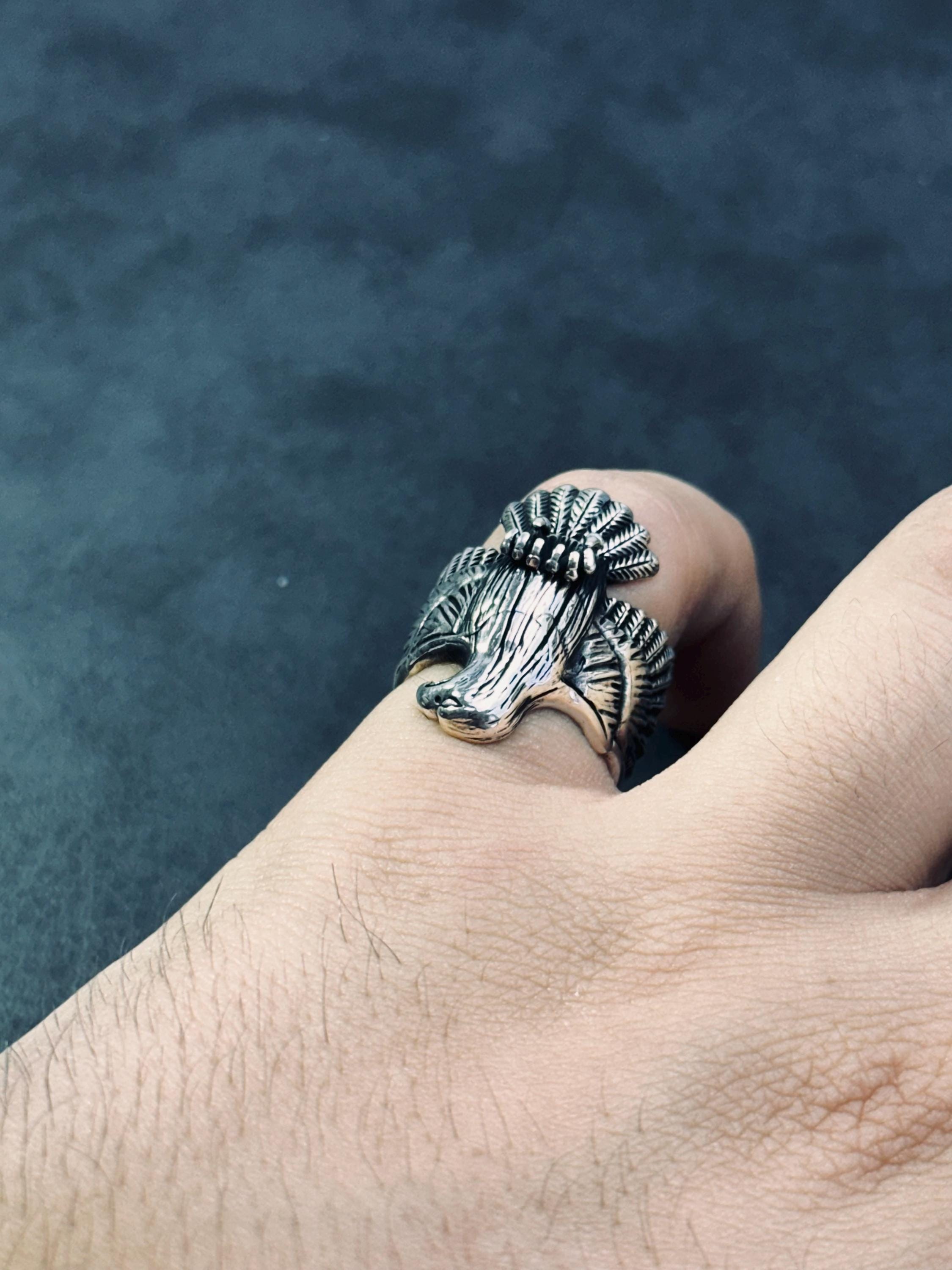Eagle Statement Ring: Oxidized Sterling Silver (Adjustable)