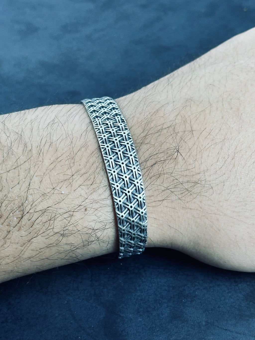 Textured Sterling Silver Cuff Bracelet: Handmade Carved Design