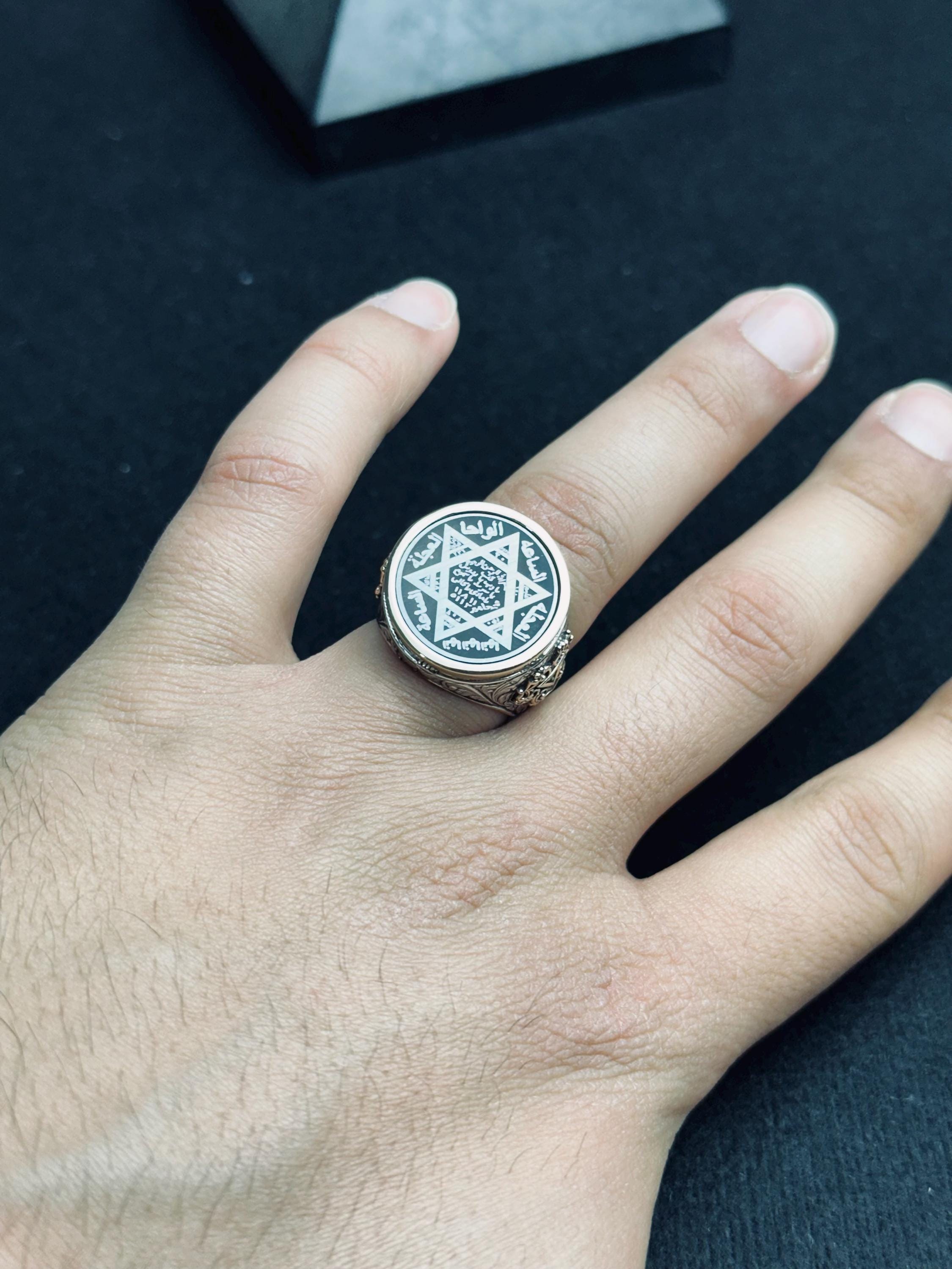 Sterling Silver Ring: Seal of Solomon Design - Handmade Spiritual Jewelry