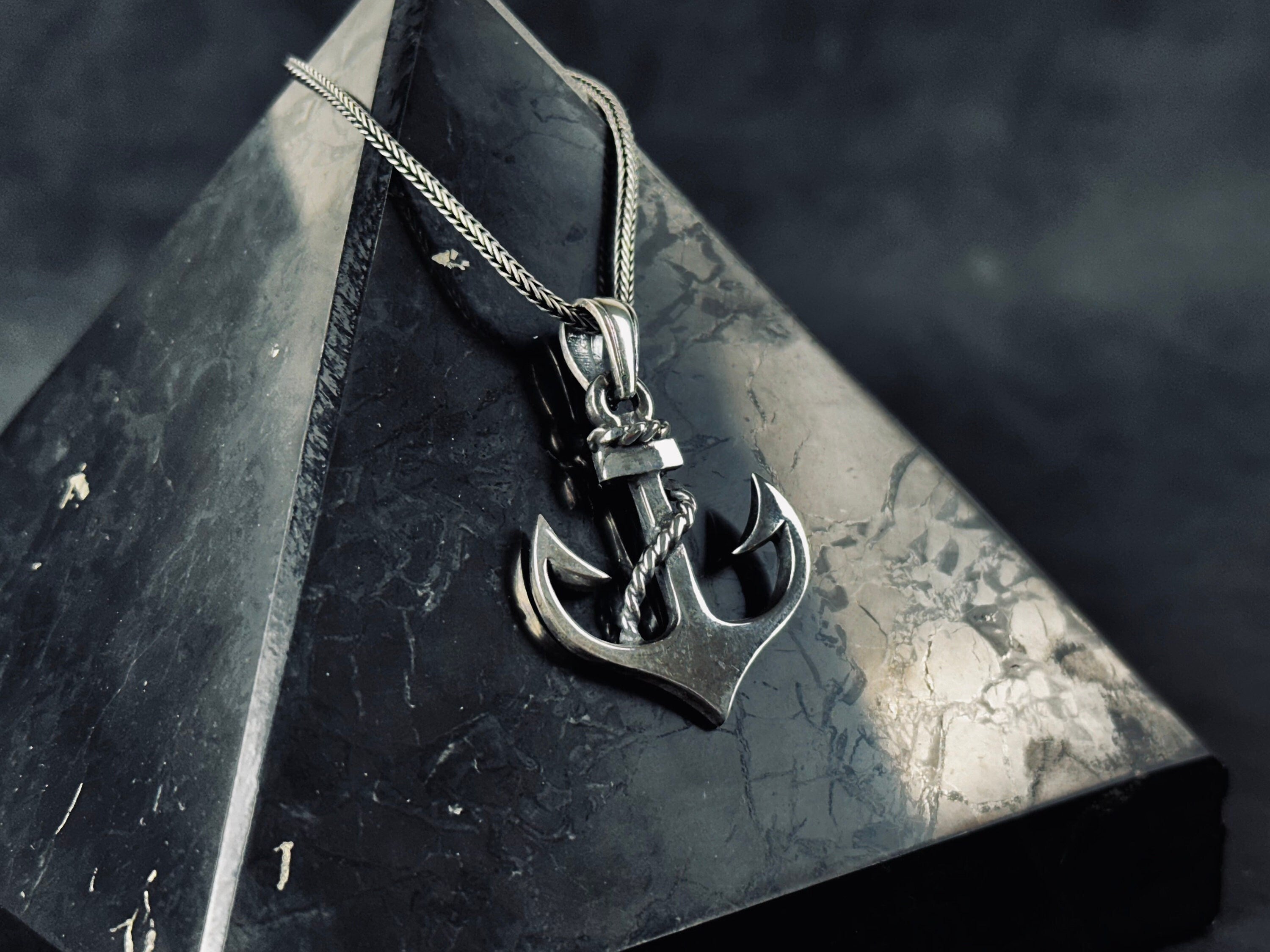 Nautical Silver Necklace, Anchor Pendant (Adjustable Chain Length)