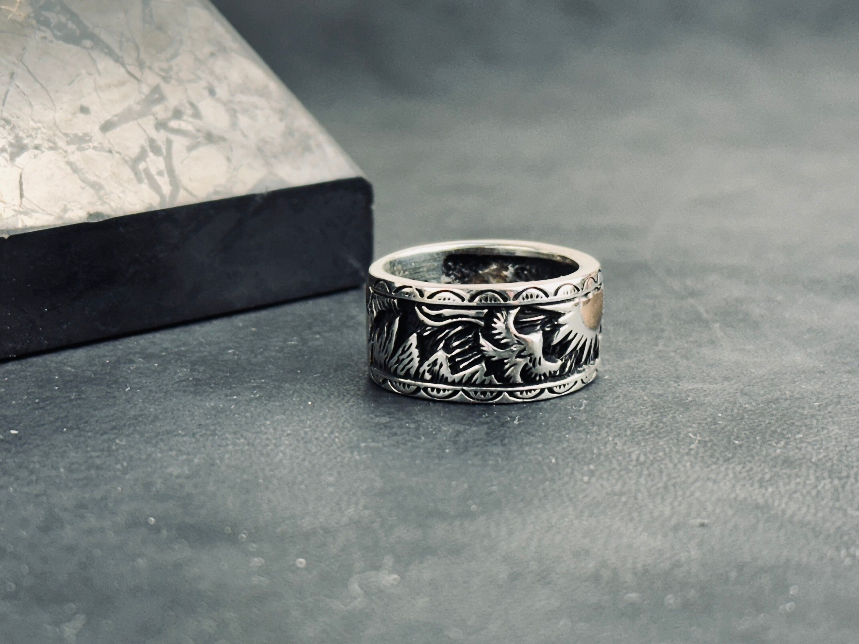 Celestial Sterling Silver Sun Signet Ring (Dainty Sunrise Band)
