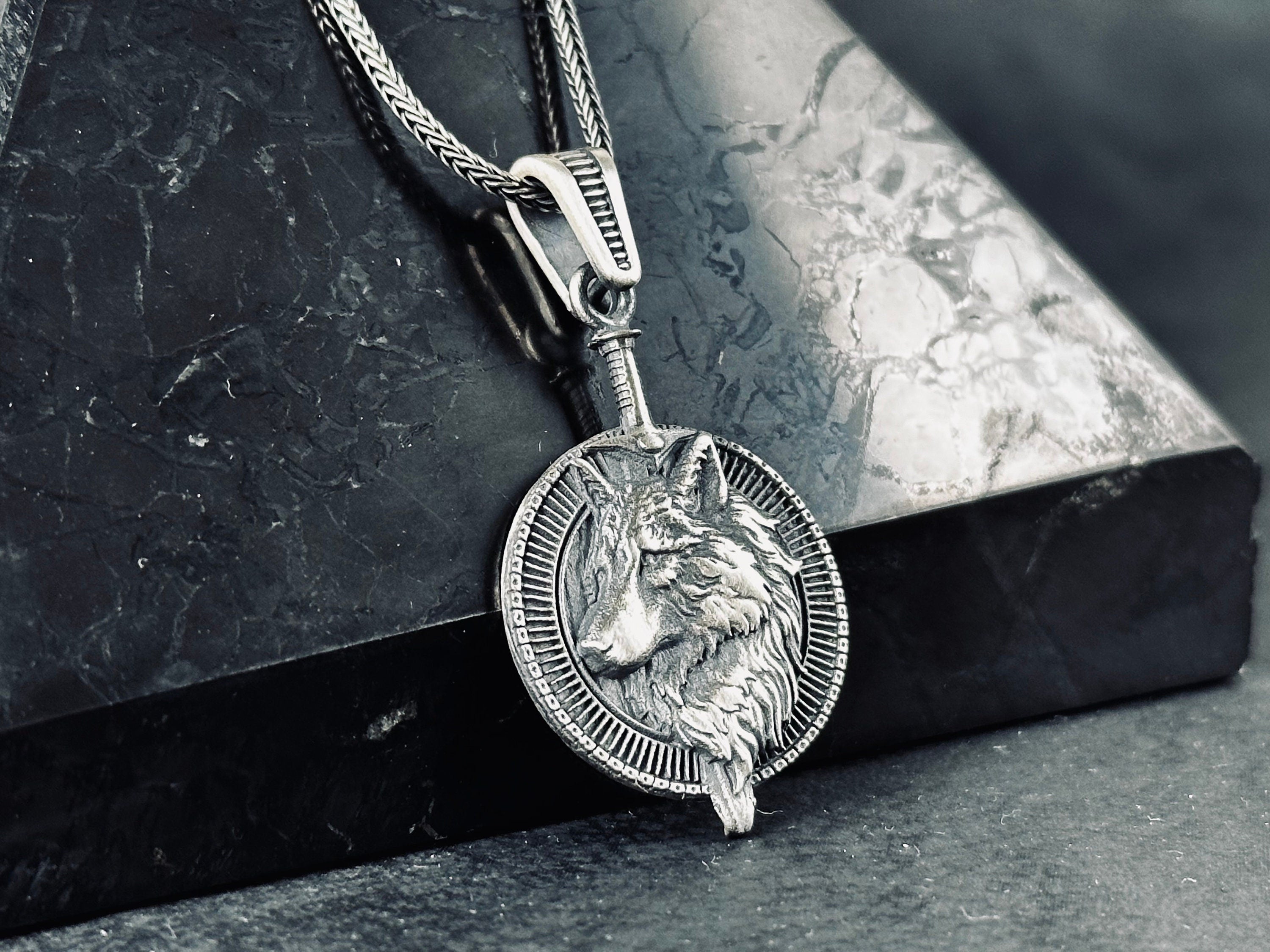 Silver Wolf Charm Necklace - Detailed Handmade Pendant
