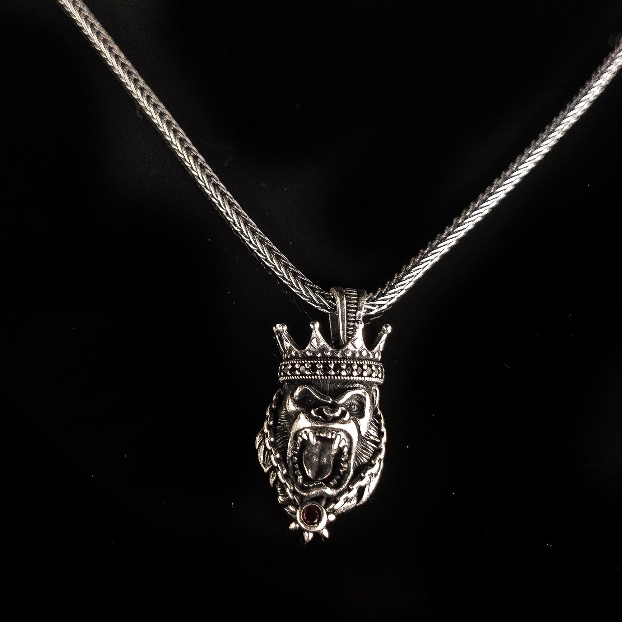 Gorilla Pendant Necklace: Sterling Silver - Handmade Jewelry