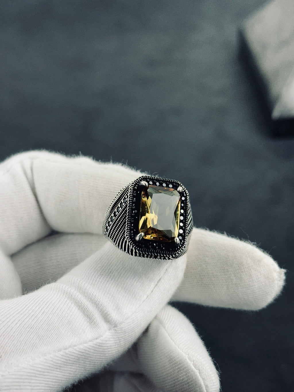 Sultanite Gemstone Ring: Color Changing Rectangular Cut Silver