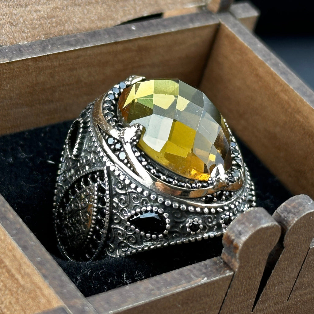 Engraved Sultanite Ring: Sterling Silver Jewelry (Color Changing Gem)