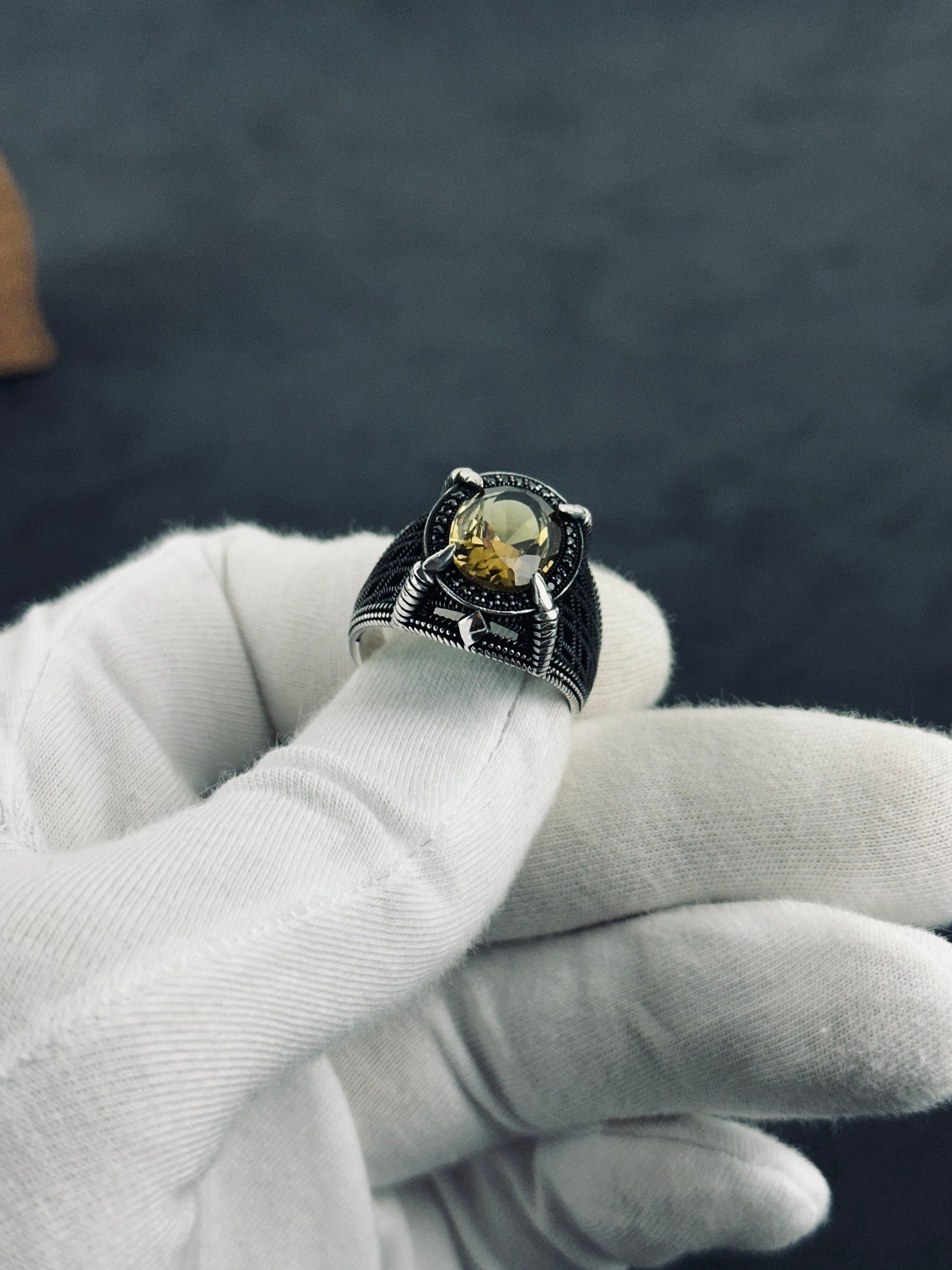 Silver Statement Ring: Sultanit Gemstone Color Shift (Men's Size)