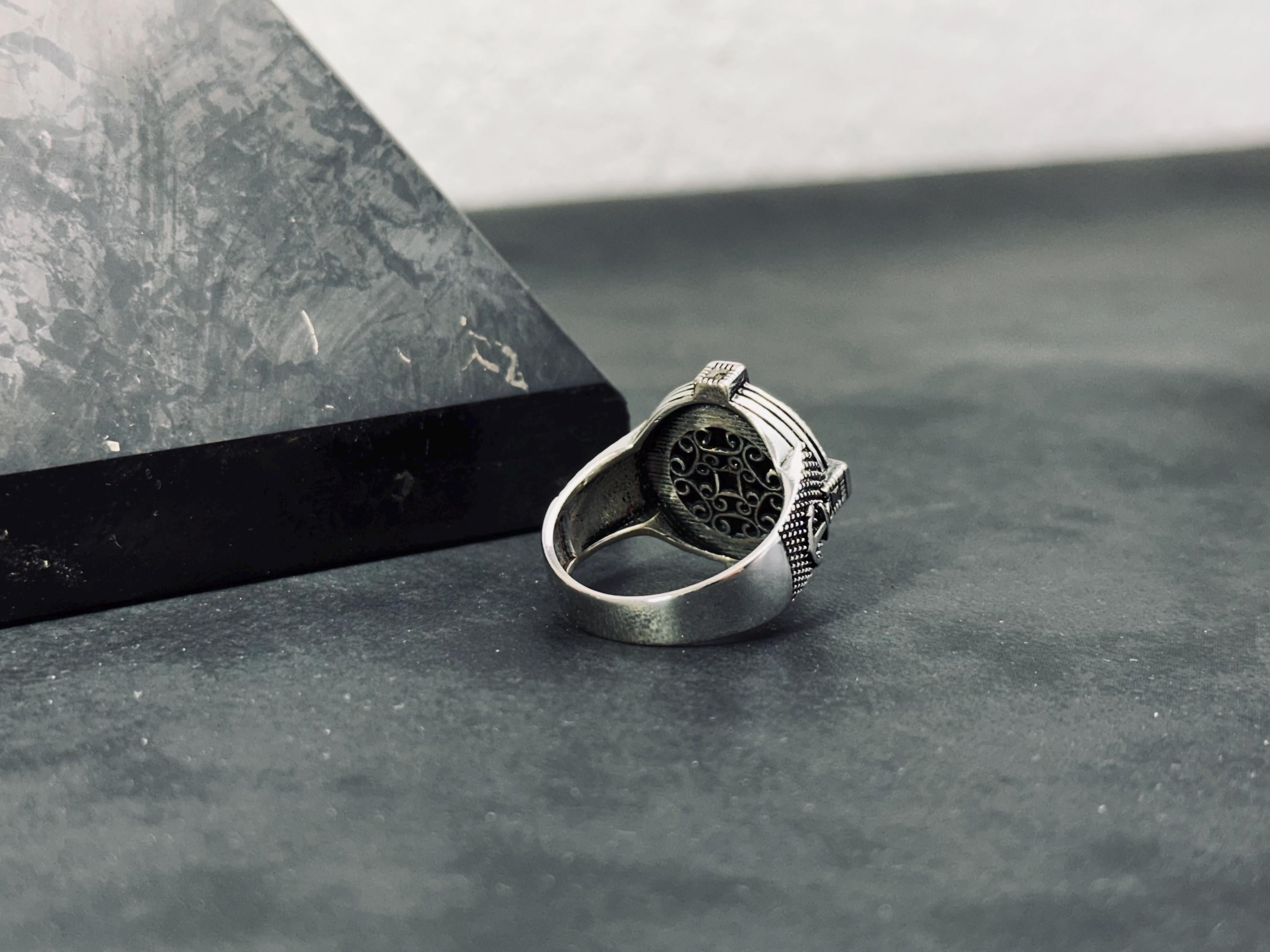 Unisex Sterling Silver Compass Ring, North Star (Handmade)