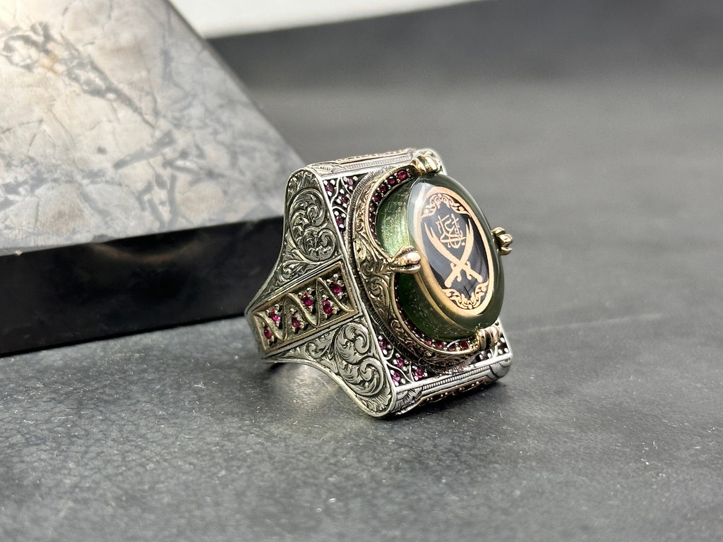 Zulfiqar Sword Ring: Handmade Sterling Silver, Large Men's Signet