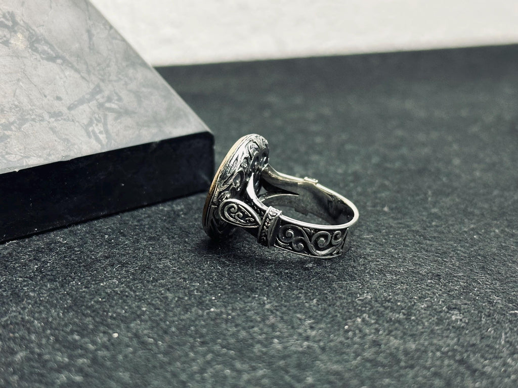 Oval Onyx Signet Ring - Vintage Handmade 925 Sterling Silver