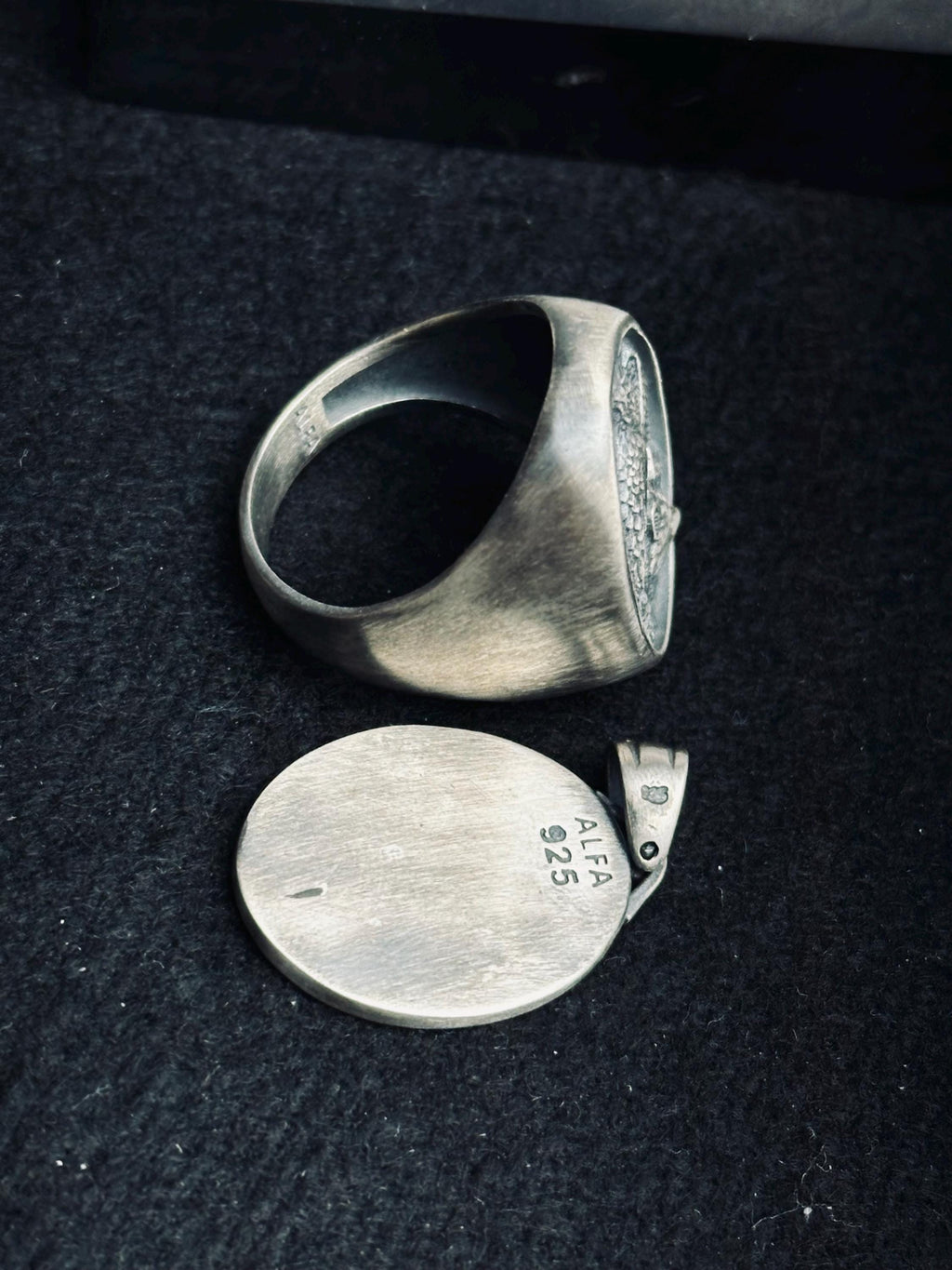 Sterling Silver Eagle Necklace and Ring Set - Handmade Winged Jewelry