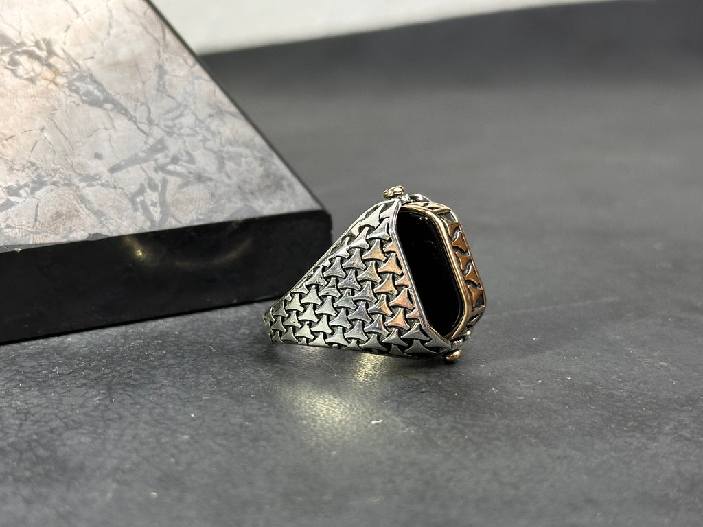 Seal of Solomon Onyx Ring, Double-Sided Sterling Silver (Men's Size)