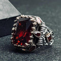 Men's Ruby Signet Ring: Turkish Handmade Sterling Silver