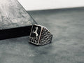 Boho Sterling Silver Horse Ring, Chunky Spinner (Size Adjustable)