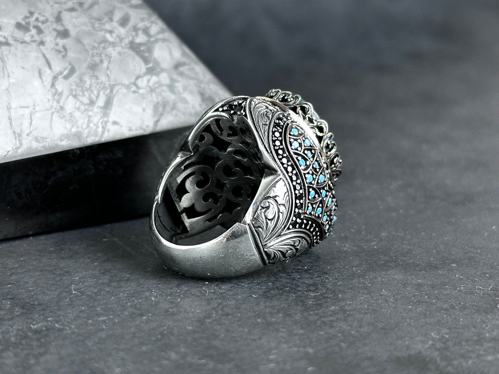 Elif Vav Silver Ring, Islamic Spiritual Jewelry (Handmade 925 Sterling)