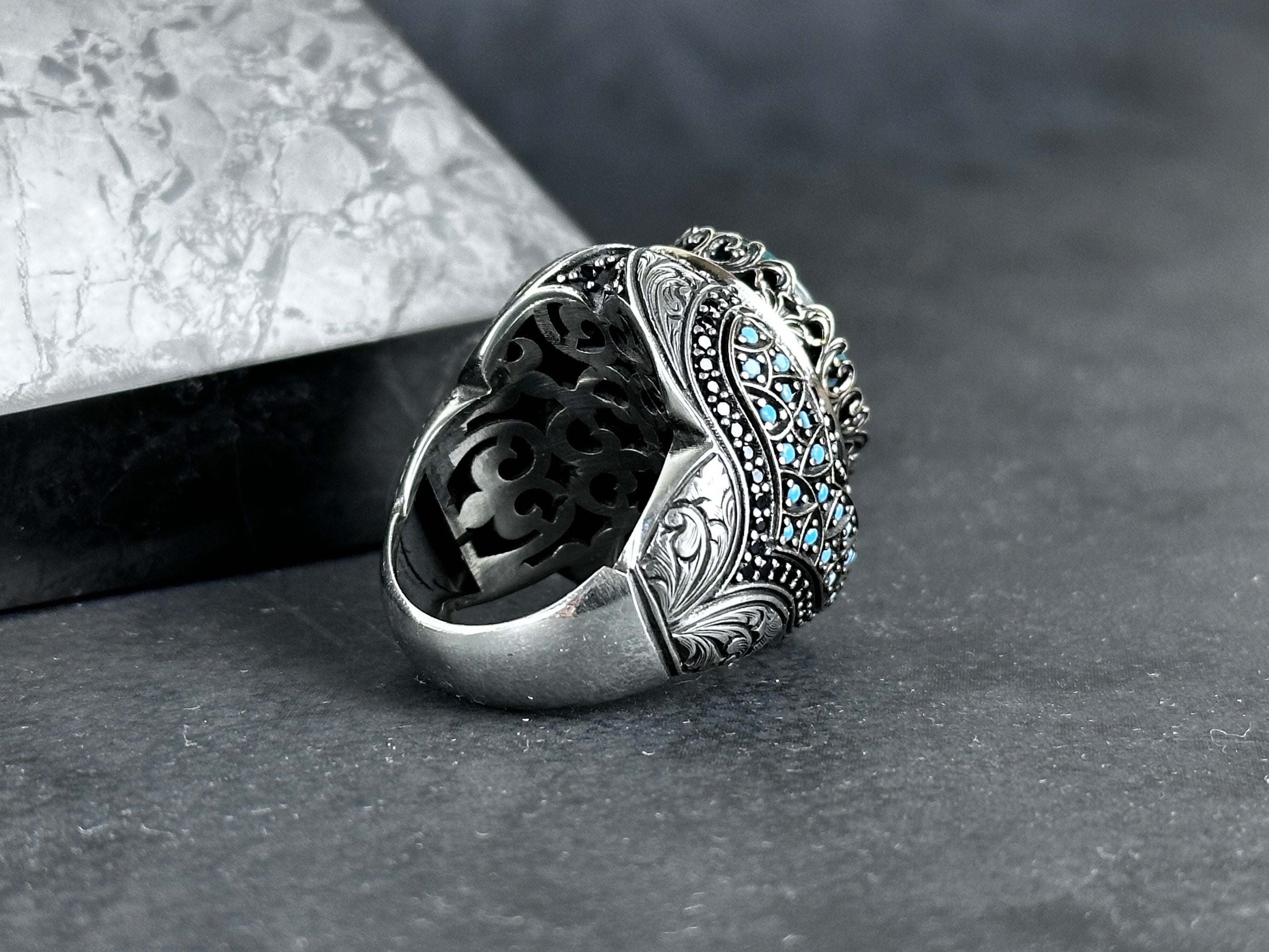 Elif Vav Silver Ring, Islamic Spiritual Jewelry (Handmade 925 Sterling)