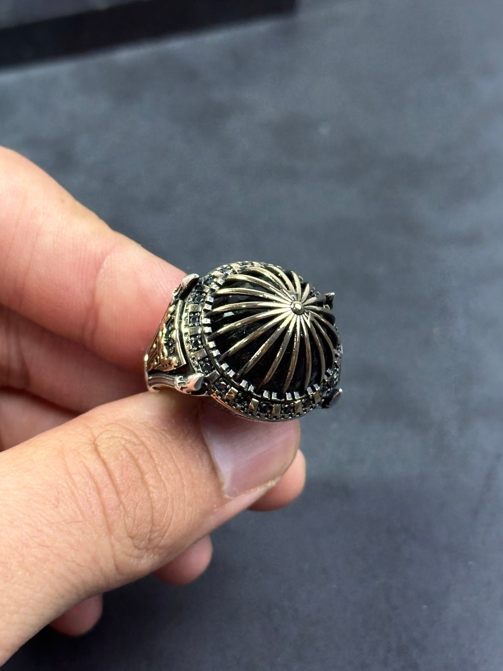 Islamic Sterling Silver Ring Al Aqsa Mosque (Oversized, Handmade)