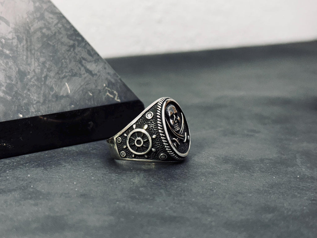 Pirate Ring: Oxidized Sterling Silver - Handmade Biker Style