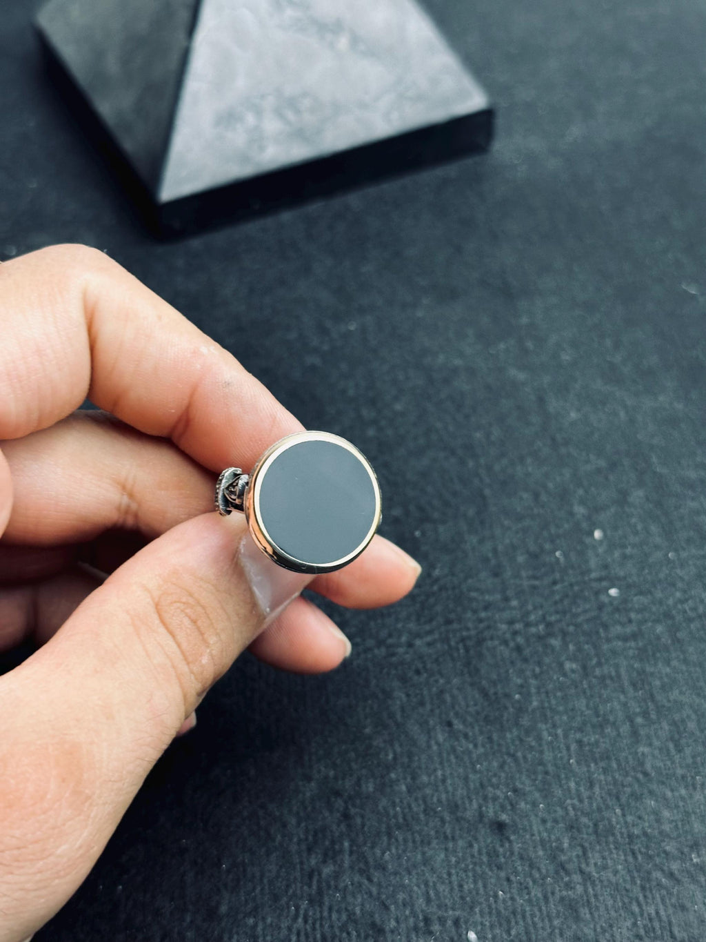 Oval Onyx Signet Ring - Vintage Handmade 925 Sterling Silver