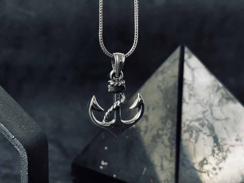 Nautical Silver Necklace, Anchor Pendant (Adjustable Chain Length)