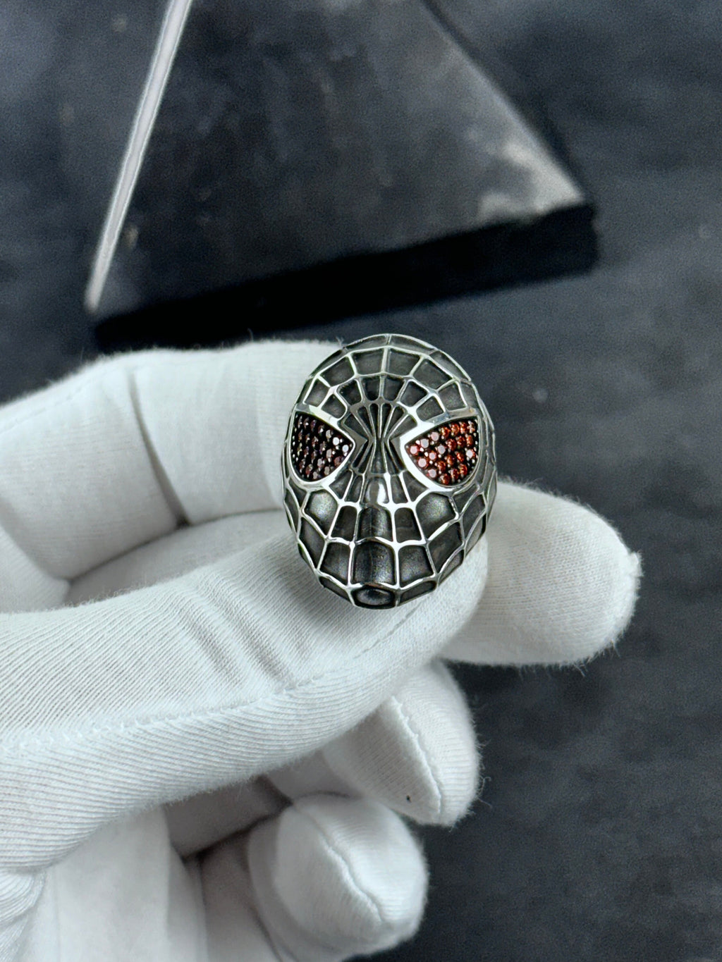 Silver Spider Ring - Bold Statement with Zircon Eye