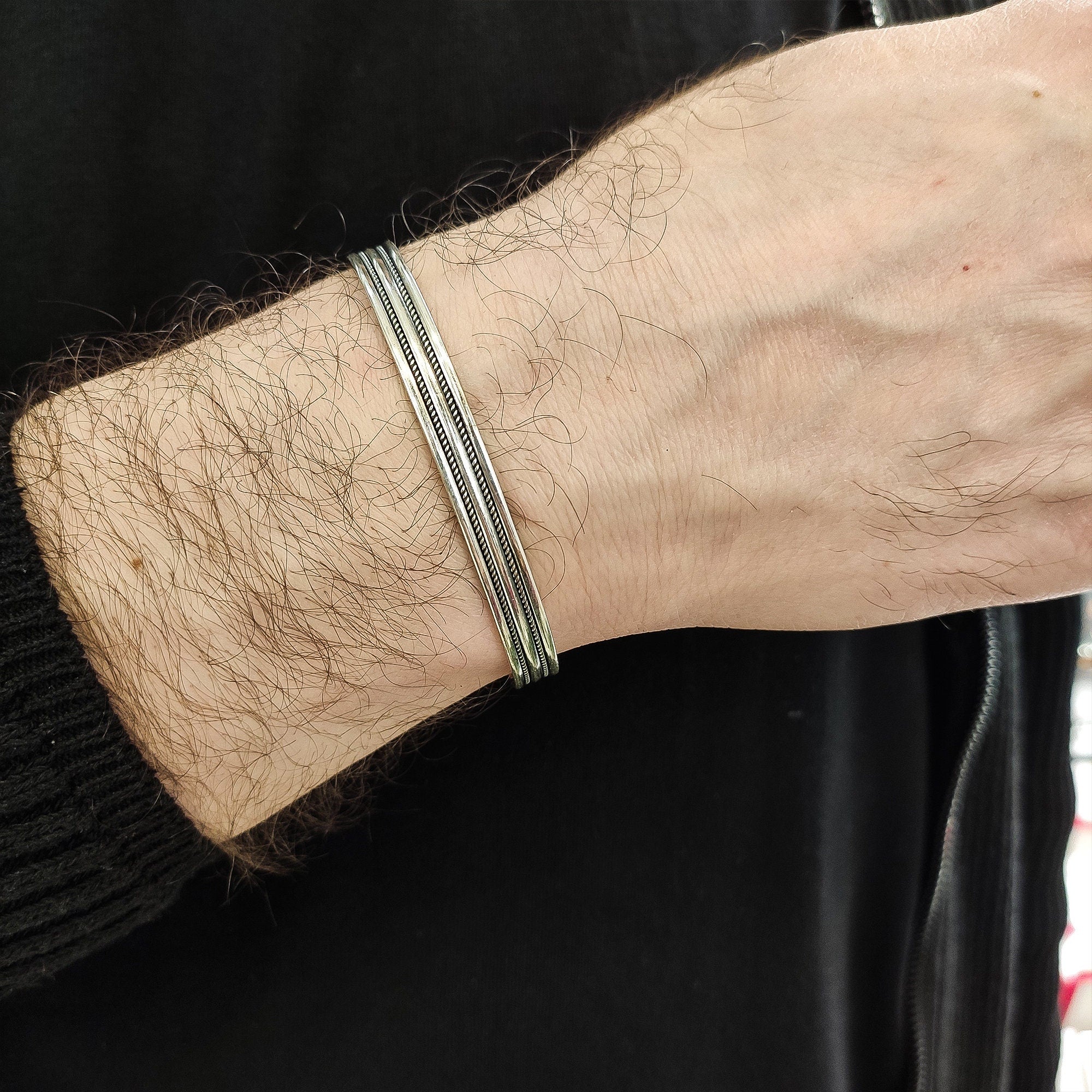 Engraved Silver Cuff Bracelet: Handmade Sterling - Gift Box Included