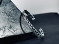Men's Sterling Silver Cuff Bracelet, Engraved Oxidized (Handmade)