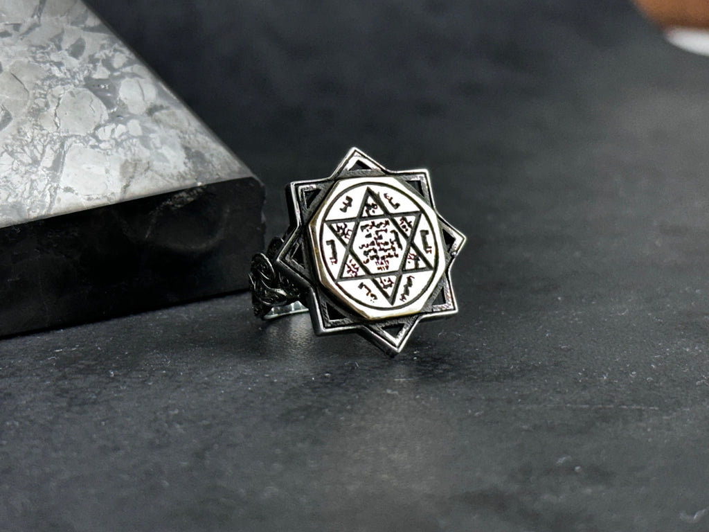 Solomon Seal Ring: Sterling Silver Statement Jewelry (Octagonal Star)
