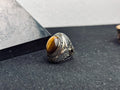 Tiger Eye Silver Ring, Men's Oval Statement (Handmade, Spiritual)