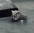 Sterling Silver Owl Ring, Oxidized Finish (Men's Handmade Size 8-12)