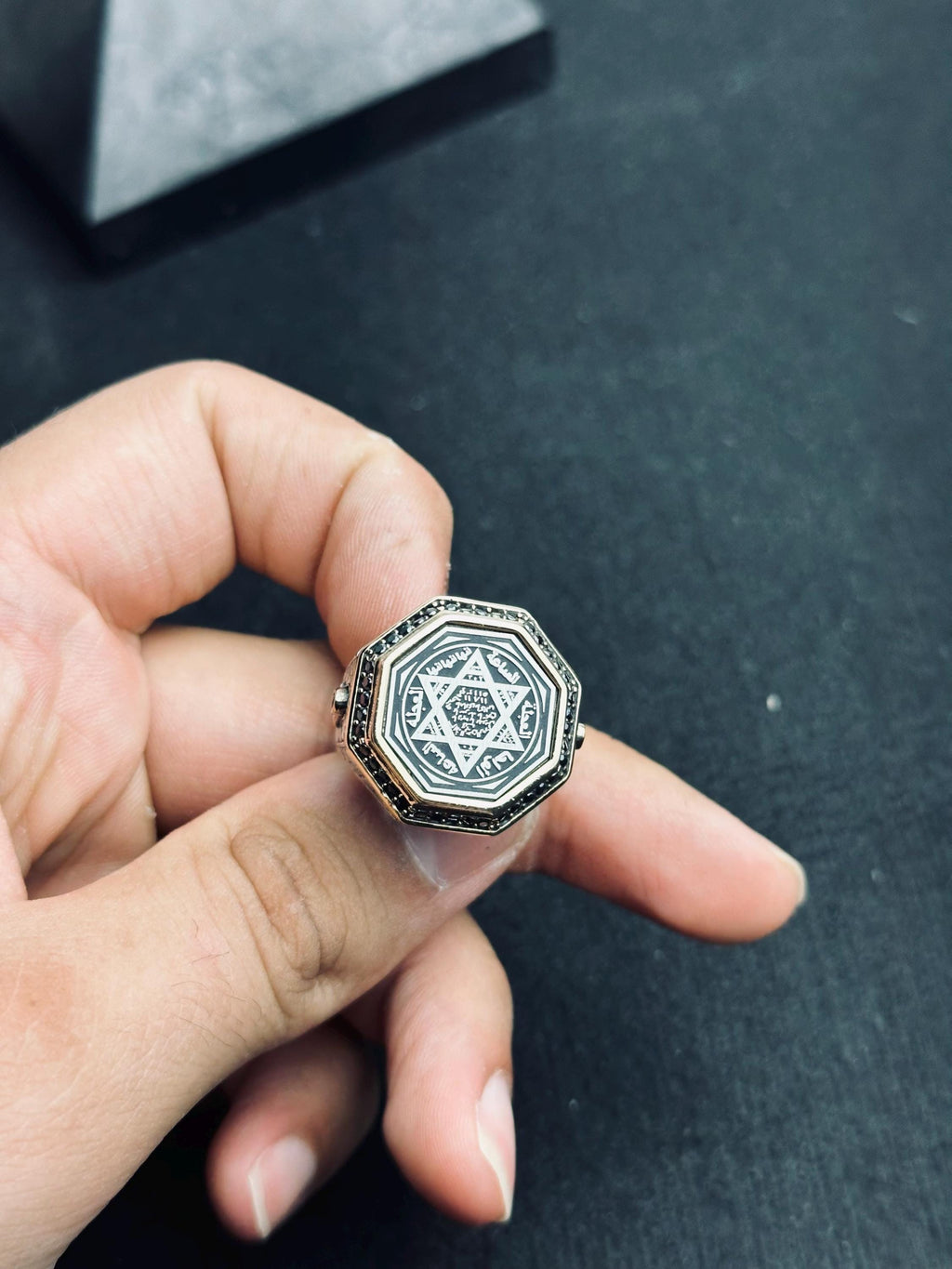 Solomon Seal Ring: Handmade Sterling Silver Octagon Statement