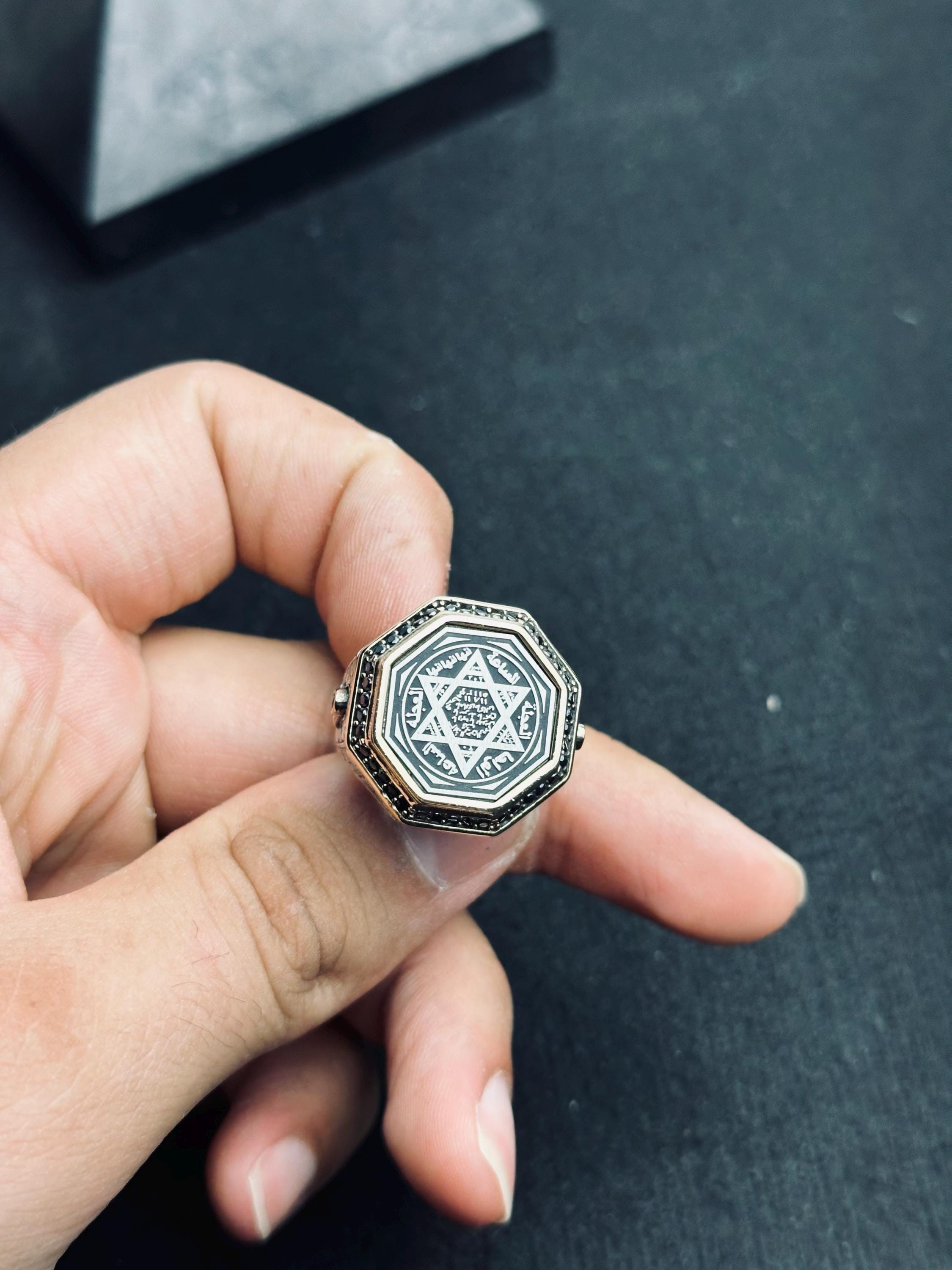 Solomon Seal Ring: Handmade Sterling Silver Octagon Statement