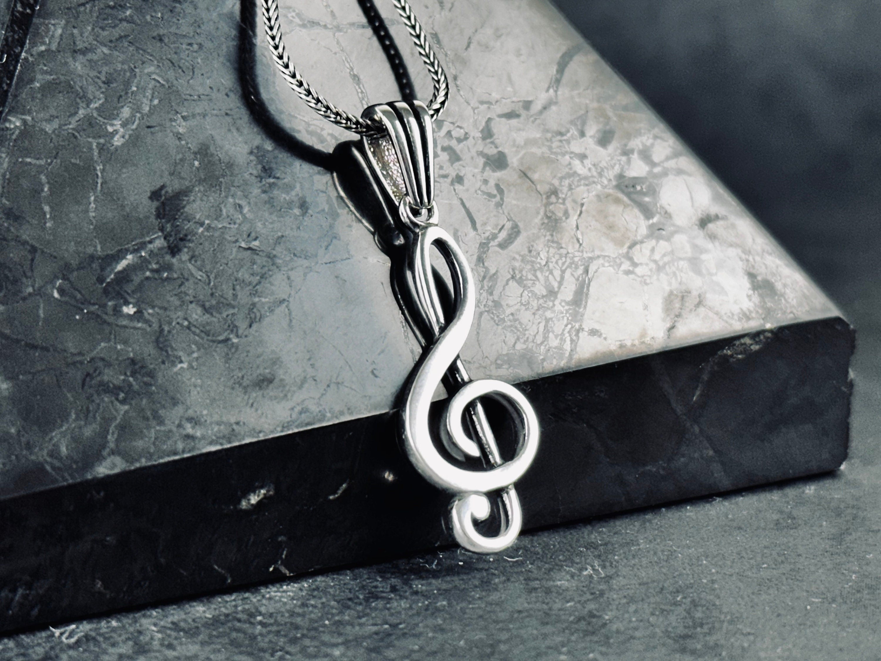 Treble Clef Necklace: Sterling Silver Music Pendant