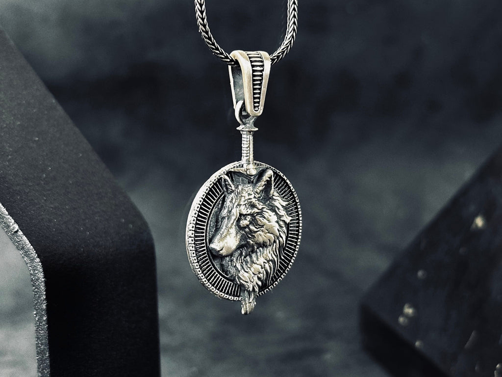 Silver Wolf Charm Necklace - Detailed Handmade Pendant