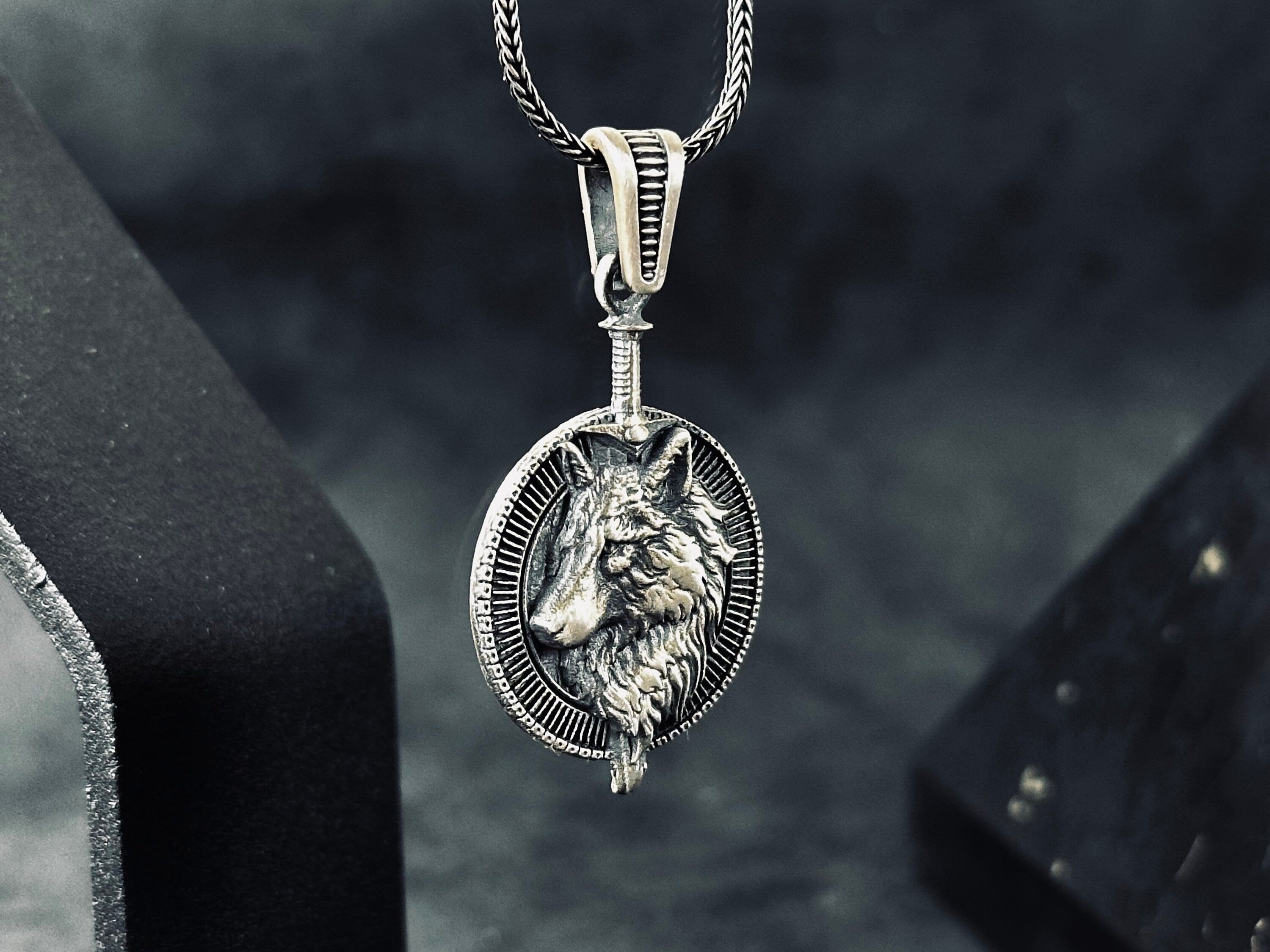 Silver Wolf Charm Necklace - Detailed Handmade Pendant