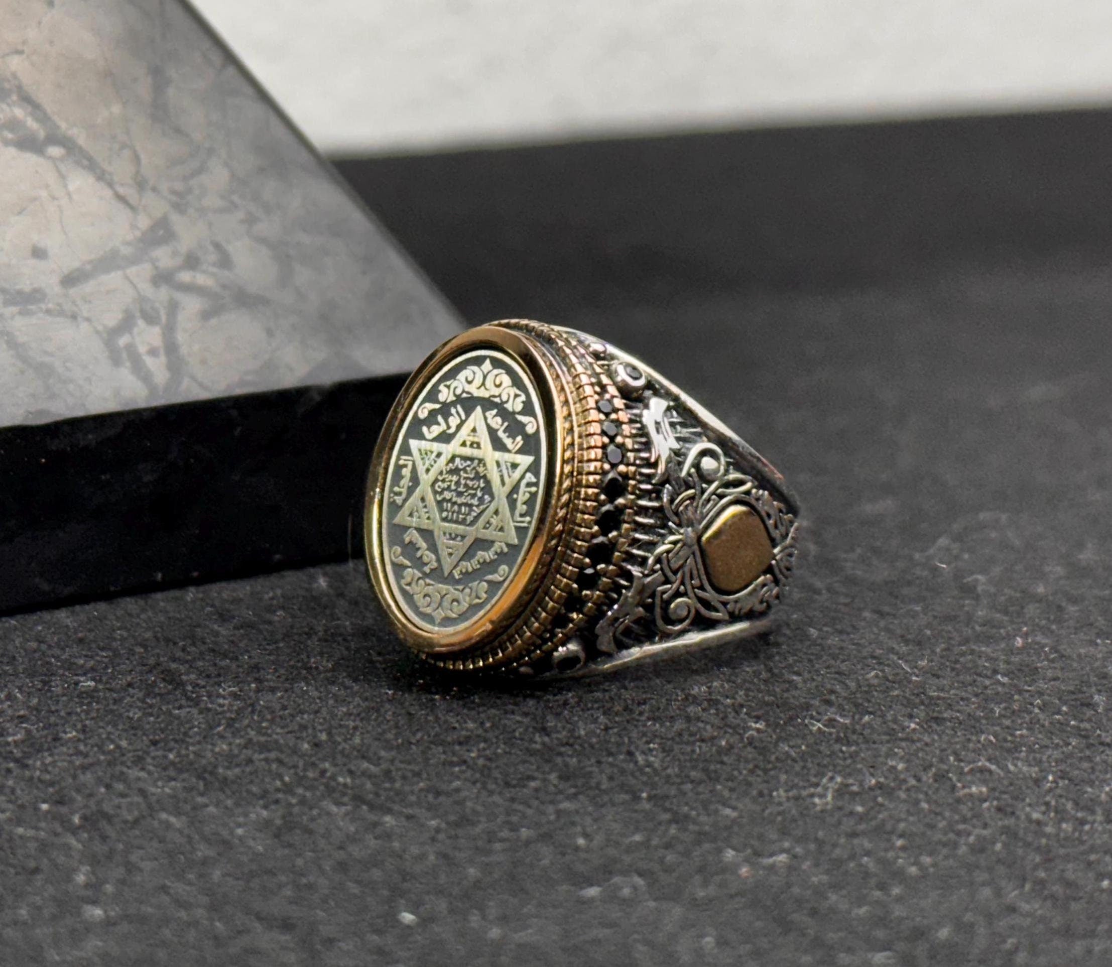 Solomon Seal Ring: Handmade Oxidized Sterling Silver