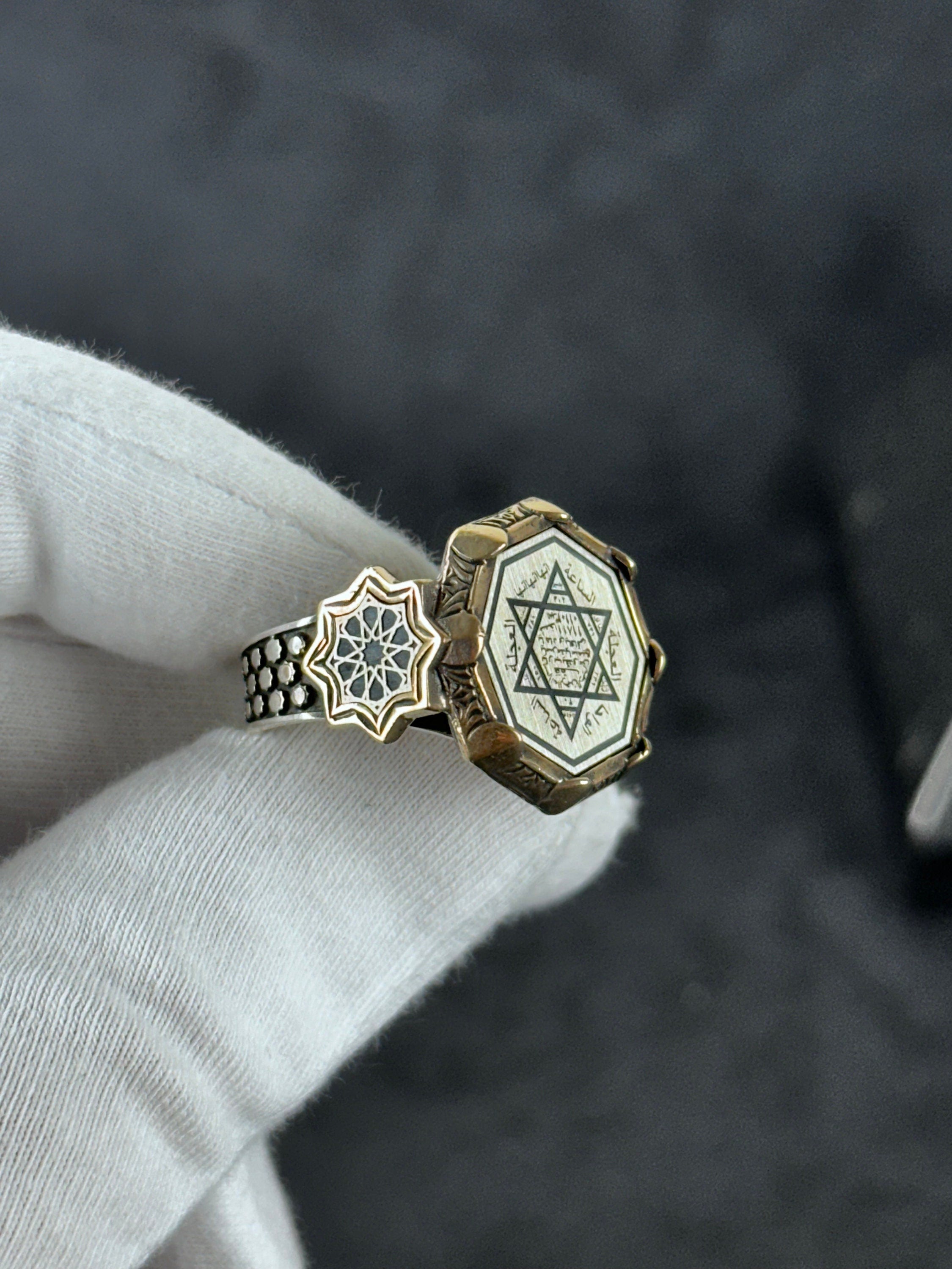 Solomon Seal Ring: Octagonal Sterling Silver - Handmade Design