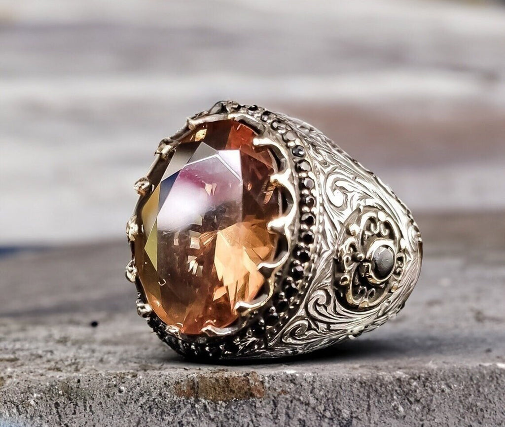 Sterling Silver Ring: Sultanit Gemstone - Handmade Abstract Style