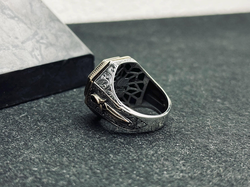 Islamic Sterling Silver Ring, Octagon Dua, Arabic Calligraphy (Unisex)