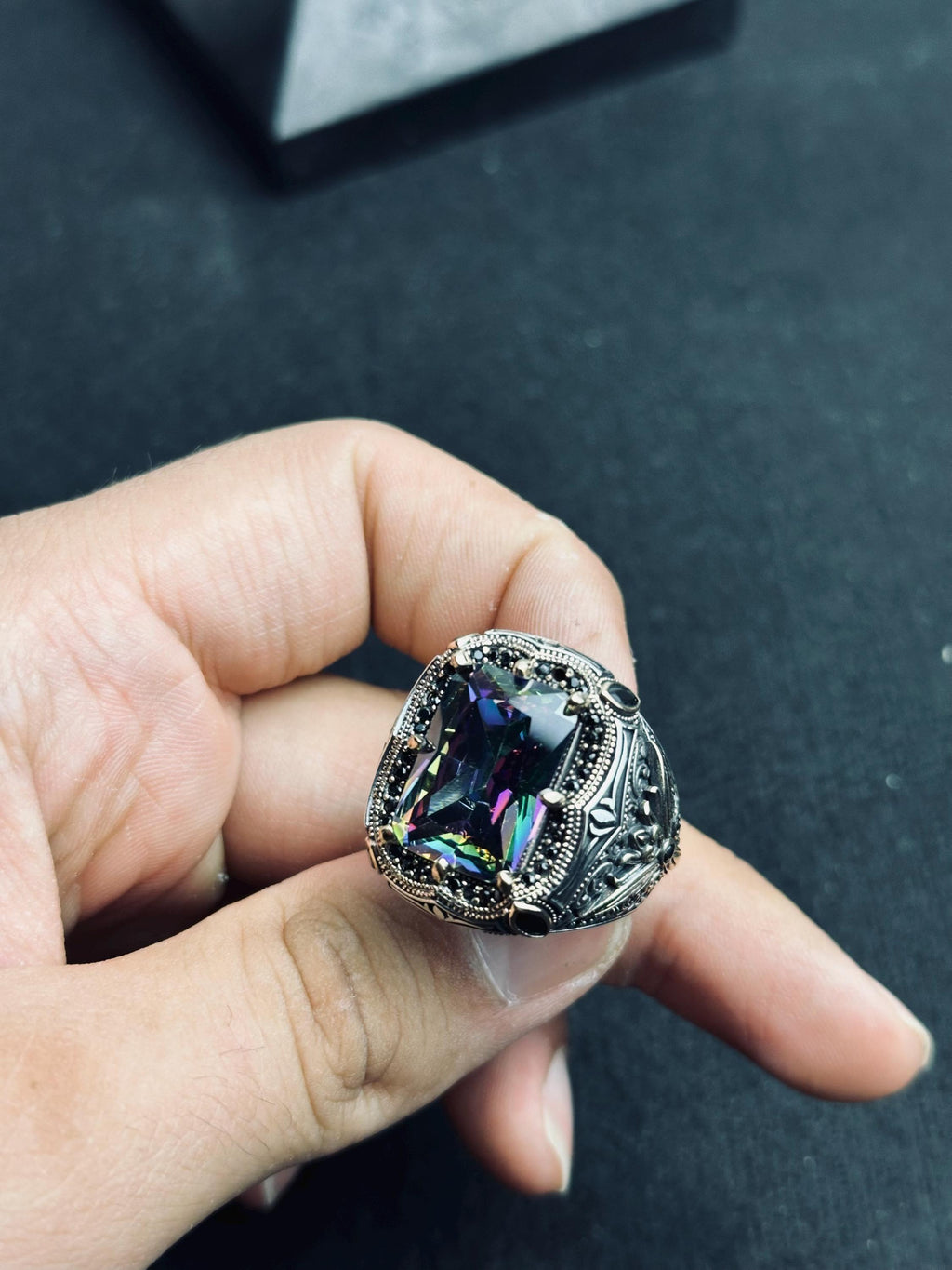 Mystic Topaz Ring: Bold Handmade Jewelry (Turkish 925 Silver)