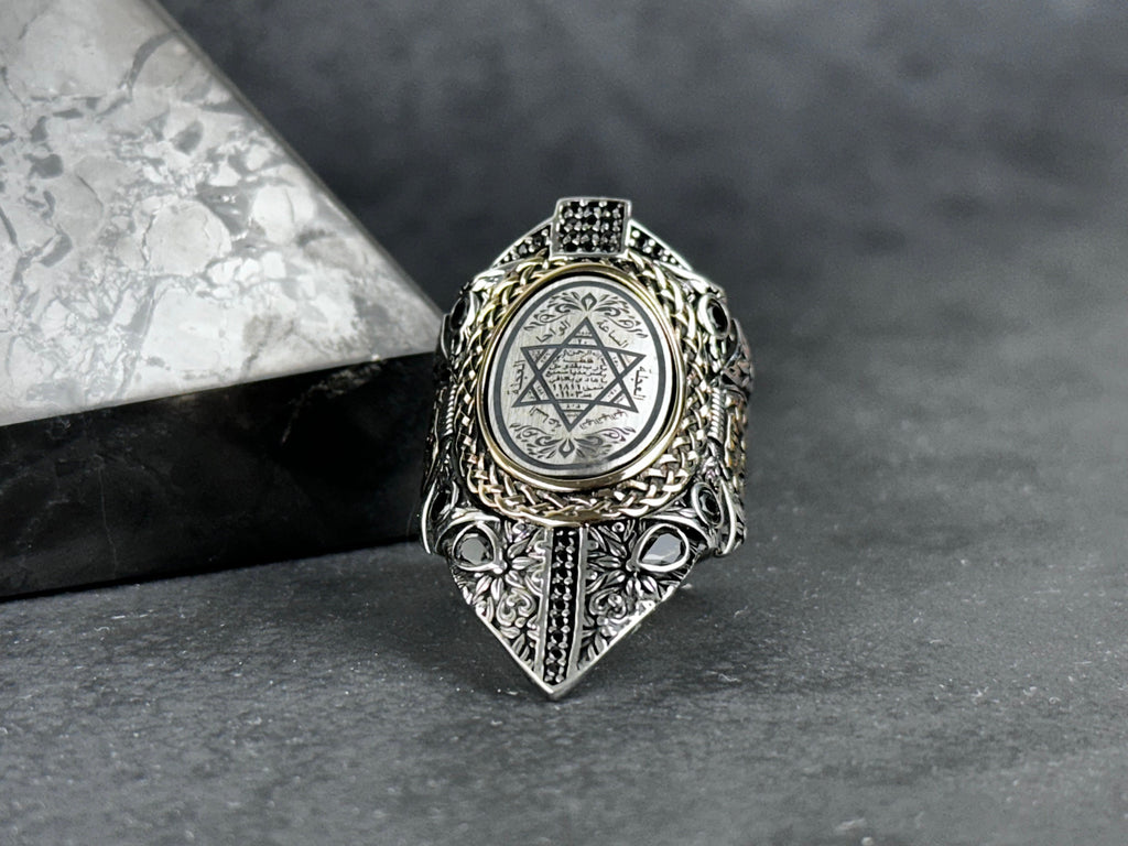 Sterling Silver Solomon's Seal Ring - Adjustable Zihgir Statement