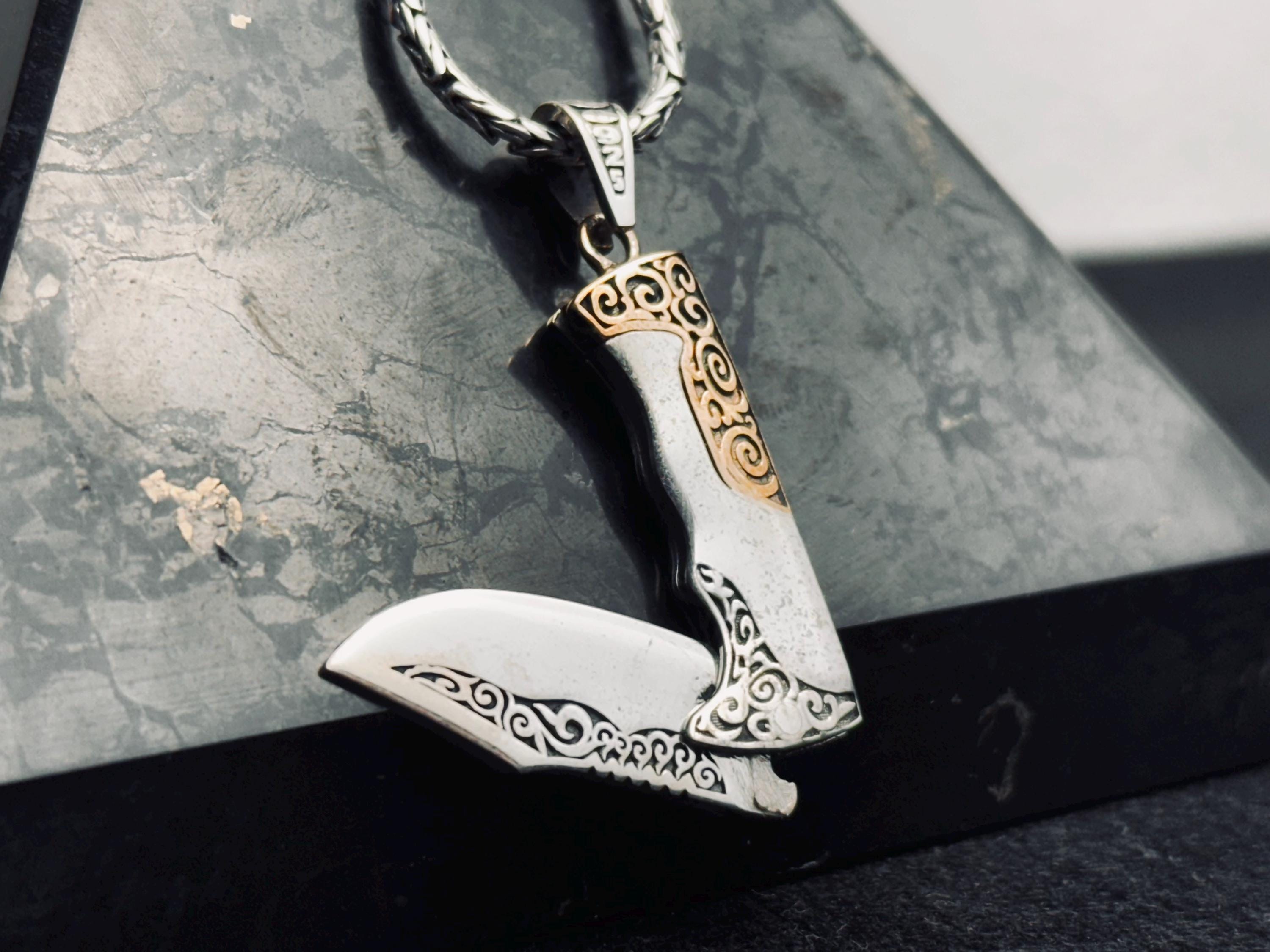 Sword Pendant Necklace: Sterling Silver Medieval Charm (Double-Sided)