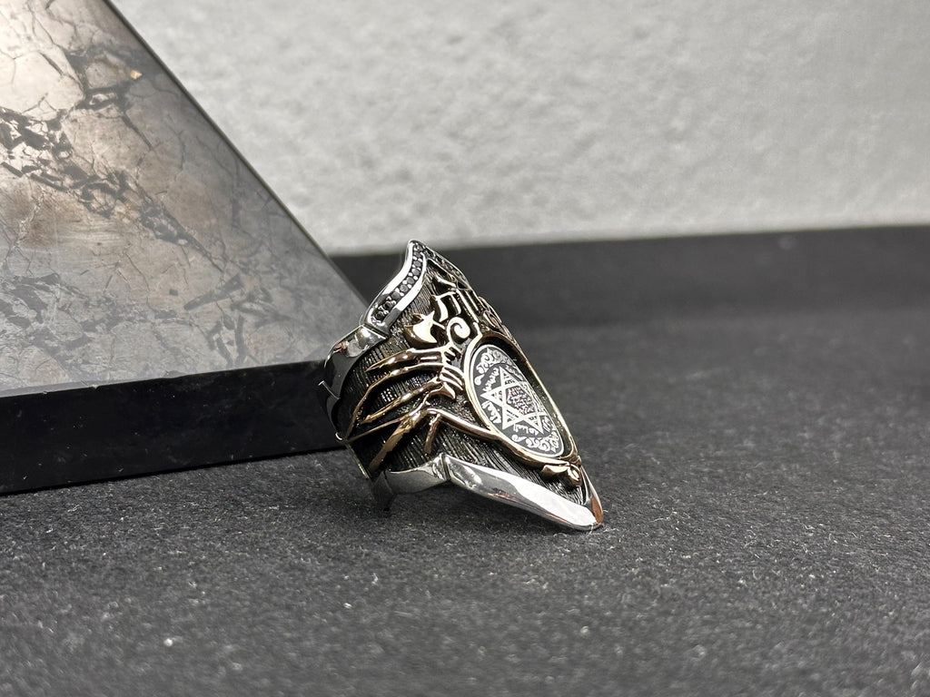 Seal of Solomon Ring: Handmade 925 Sterling Silver Thumb Band