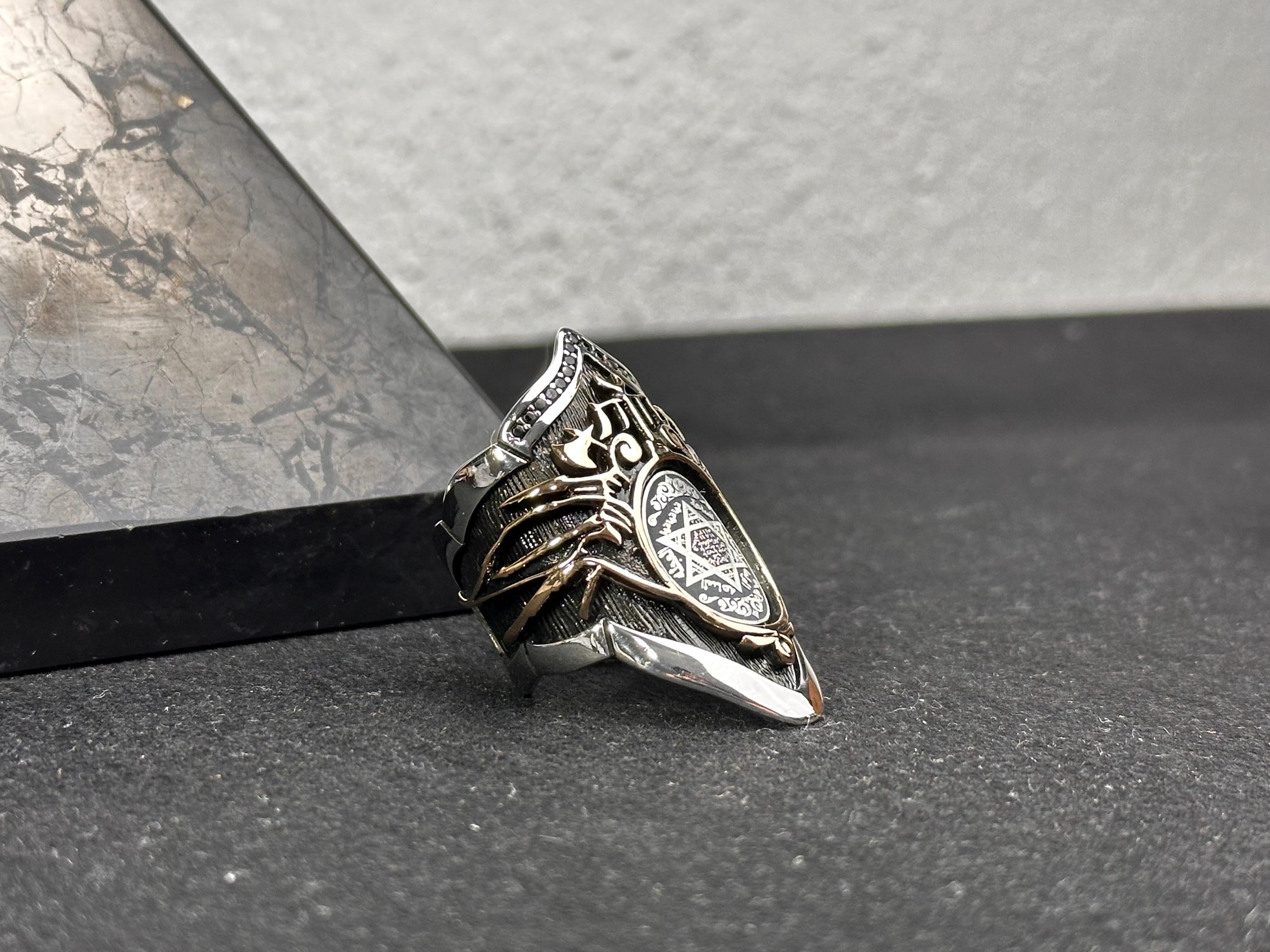 Seal of Solomon Ring: Handmade 925 Sterling Silver Thumb Band