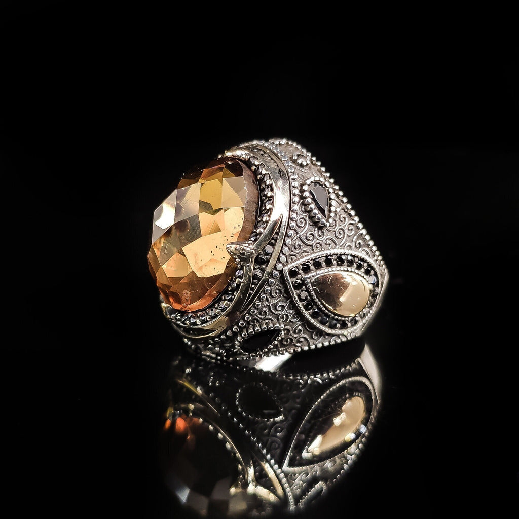 Sultanit Silver Ring: Handmade Crown Design, Color-Change Gemstone