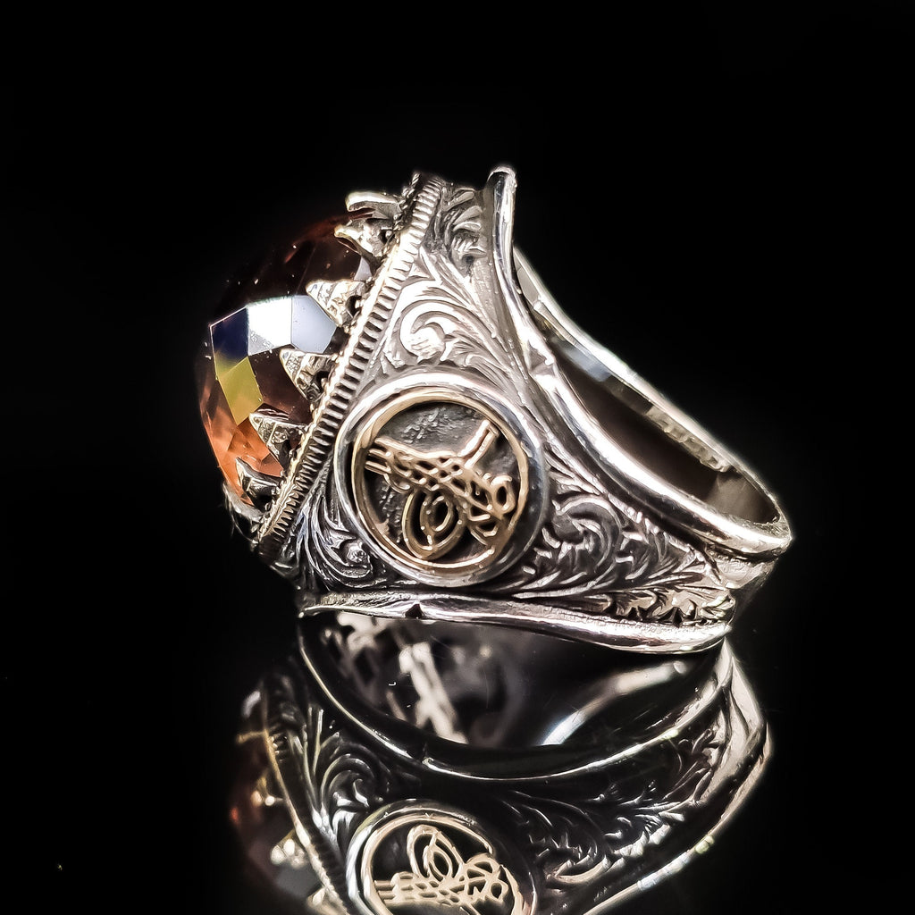 Sultanit Men's Ring - Handmade Sterling Silver, Color Change Stone