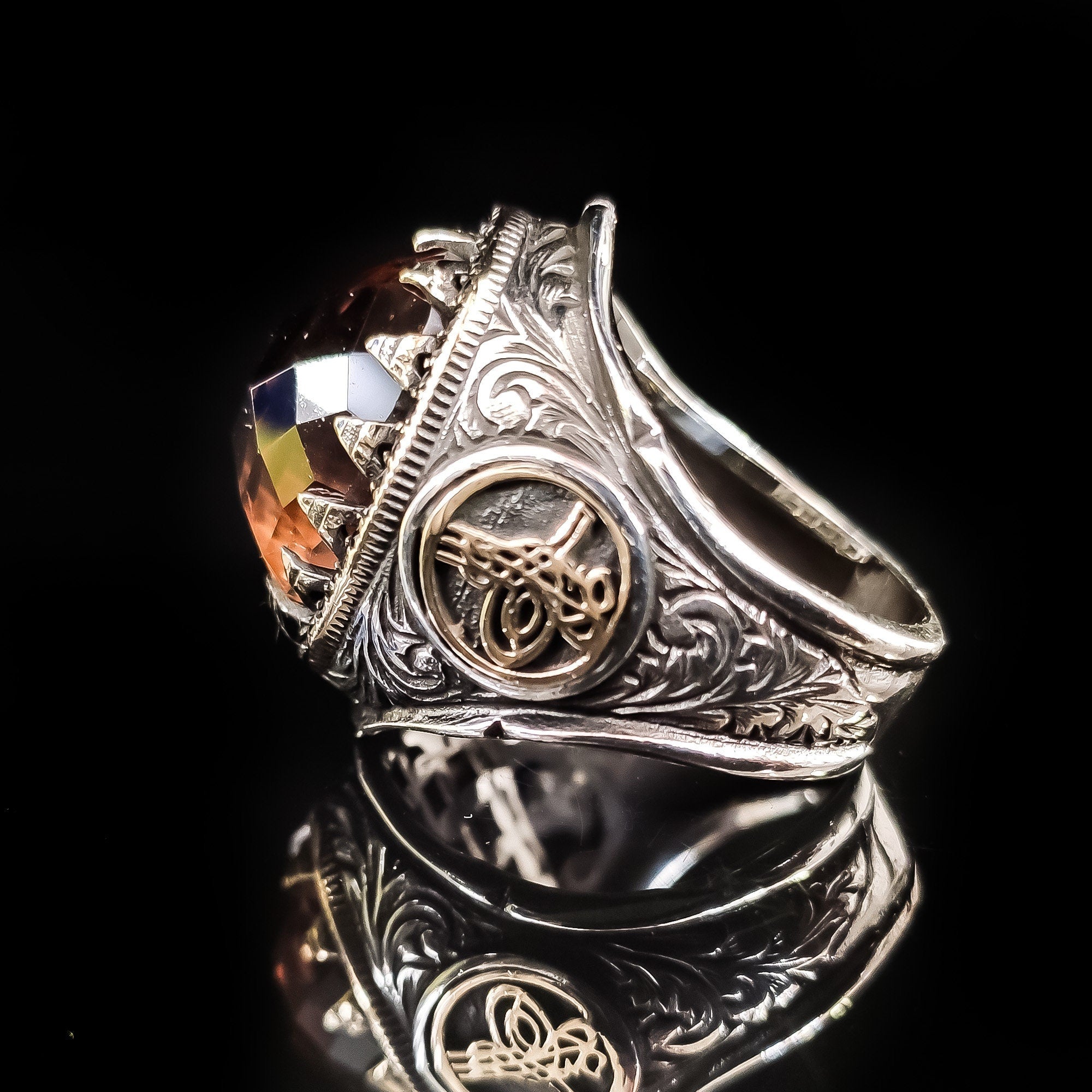 Sultanit Men's Ring - Handmade Sterling Silver, Color Change Stone