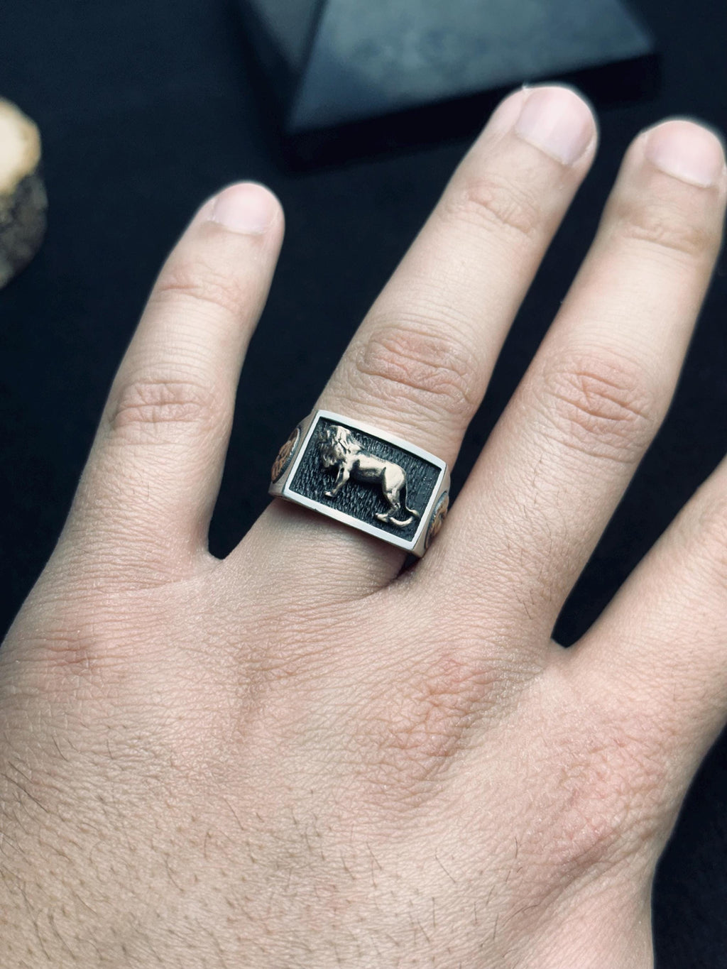 Sterling Silver Lion Ring - Men's Bold Zodiac Design