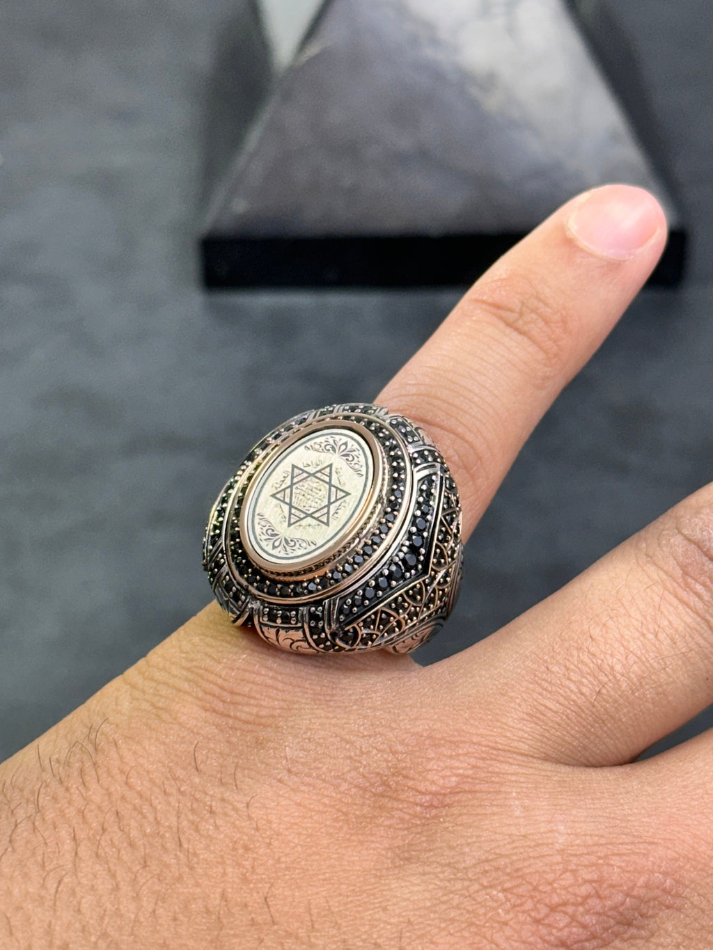Sterling Silver Seal of Solomon Ring - Handmade Men's Statement Jewelry