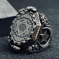 Sterling Silver Seal of Solomon Ring - Spiritual Amulet for Men