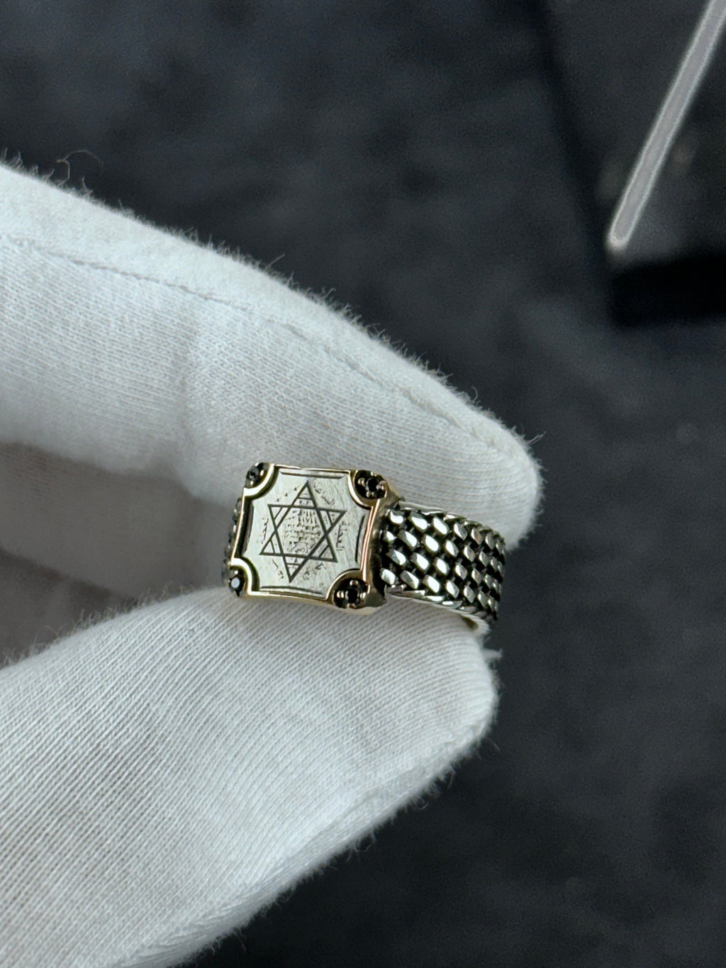 Solomon Seal Silver Ring - Handcrafted Minimalist Adjustable Band